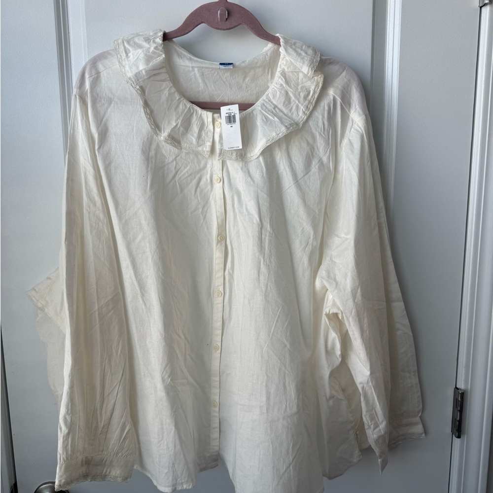 Old Navy Ruffle Button-Down Shirt 3x and 4x NWT - Picture 2 of 6